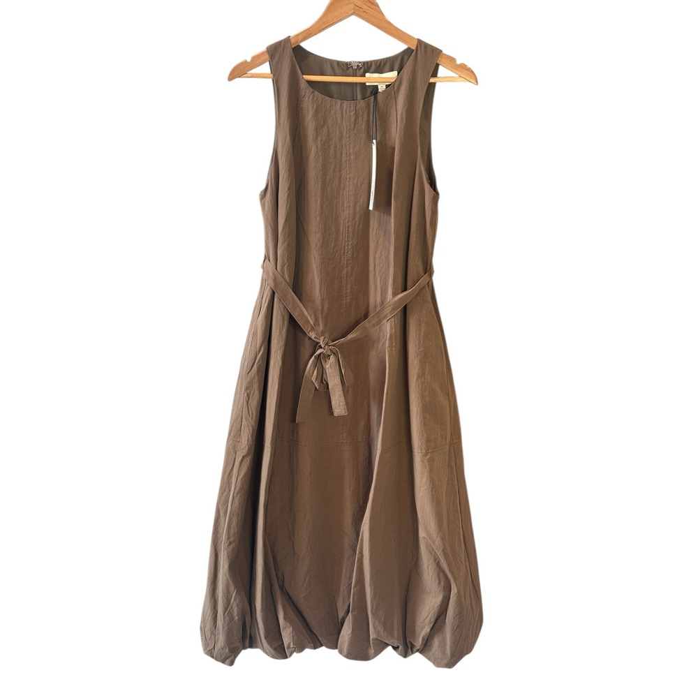 Pinch Brown Sleeveless Belted Balloon Hem Dress
